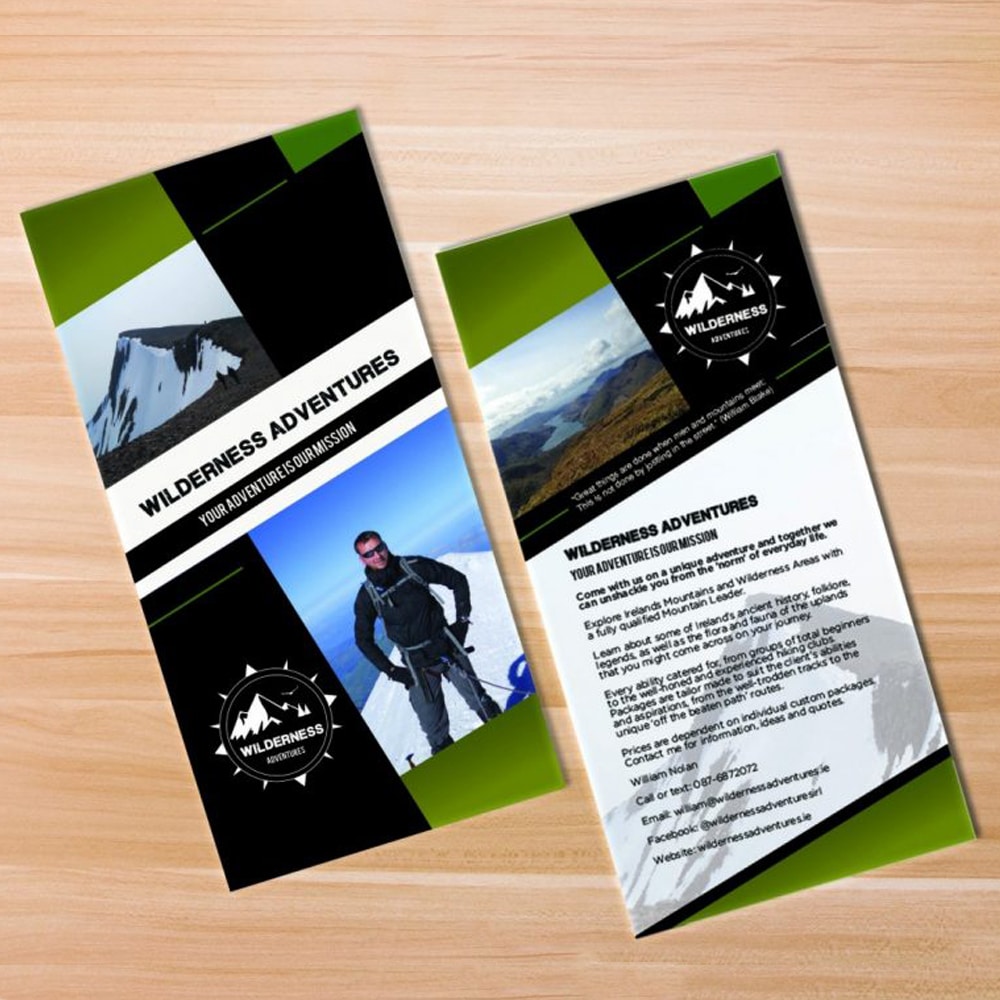 Wildneress Adventure Leaflet Flyer Design Adventure flyer design Branding Design Designwest Mayo Ireland 1 1024x706 1