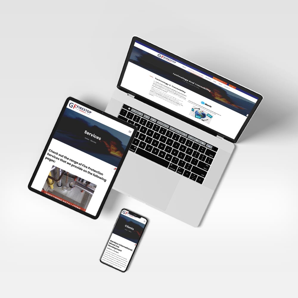 website layout for GF Firestop