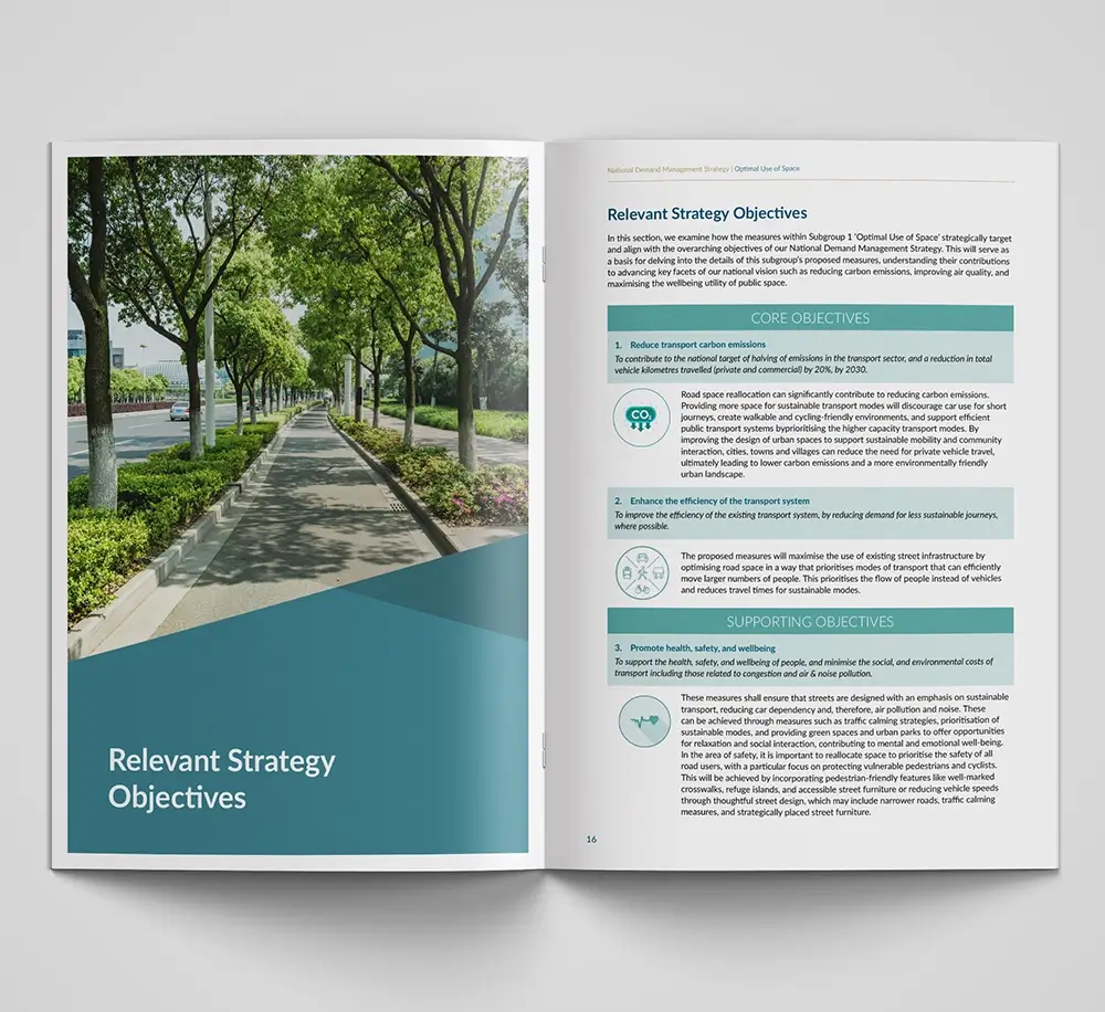 Brochure design Leaflet design department of transport Dublin Subgroup 1 mockup 2