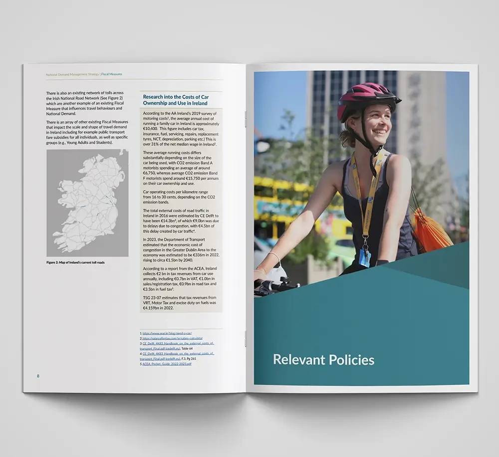 Brochure design Leaflet design department of transport Dublin Subgroup 1 mockup 4