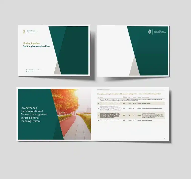 Designwest Depart Of transport Brochure design dublin Implementation Plan mockup 1 2024