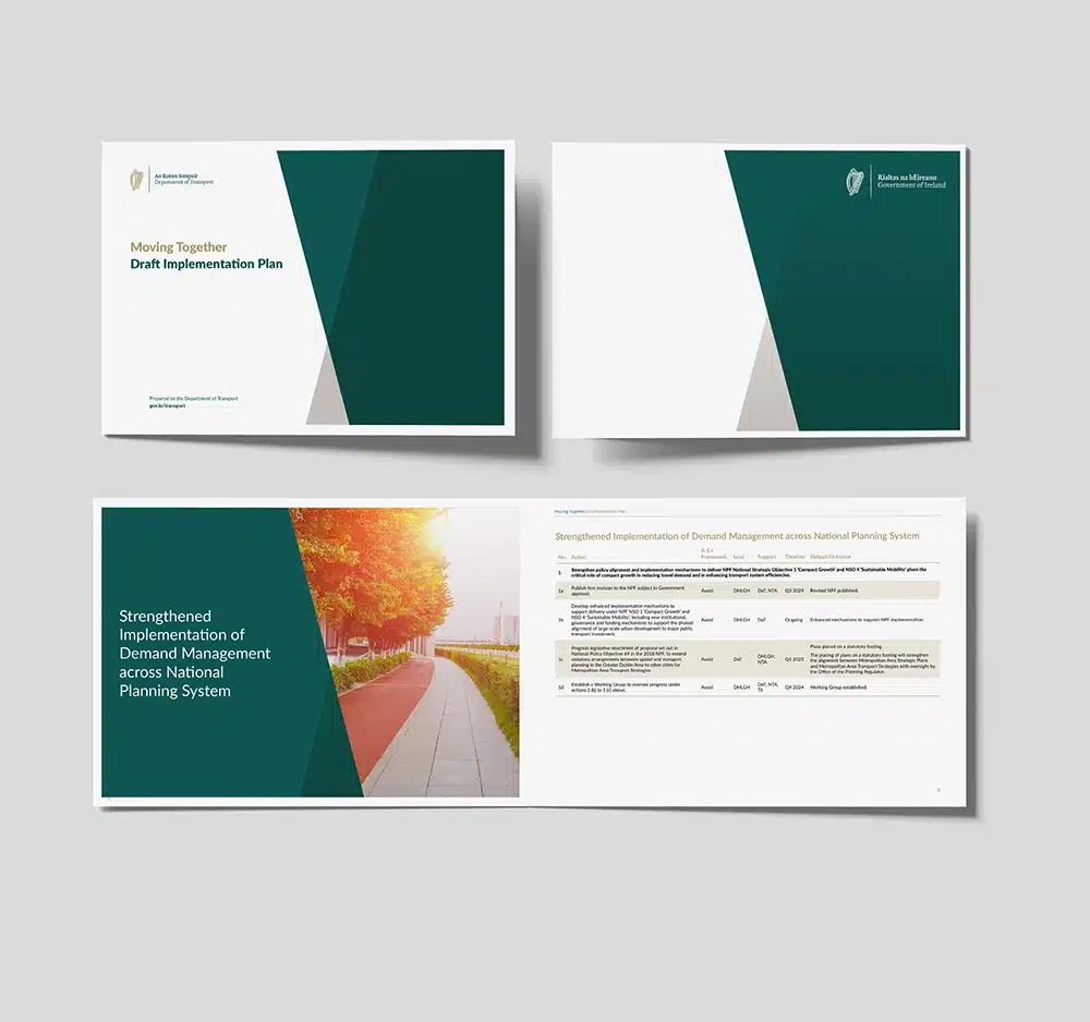 Designwest Depart Of transport Brochure design dublin Implementation Plan mockup 1 2024