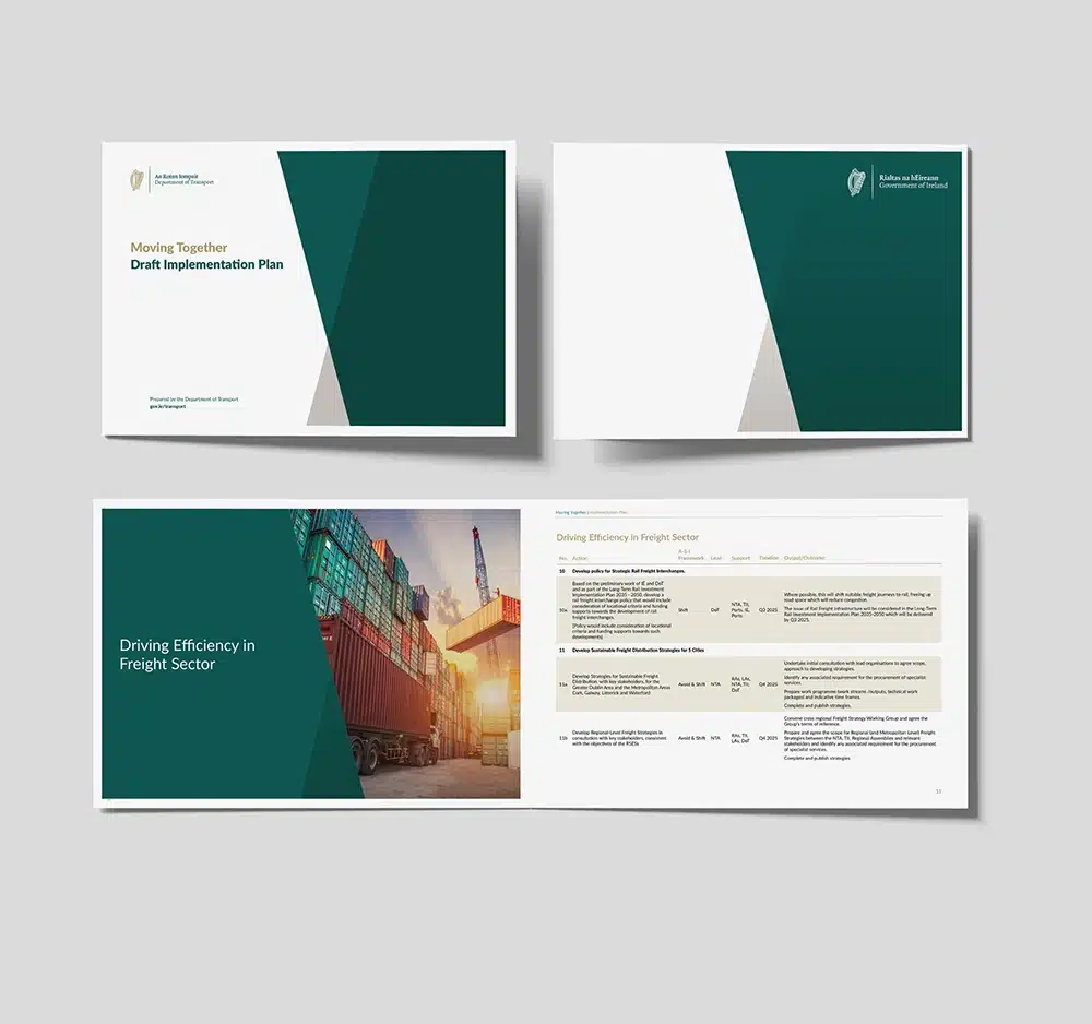 Designwest Depart Of transport Brochure design dublin Implementation Plan mockup 2 2024