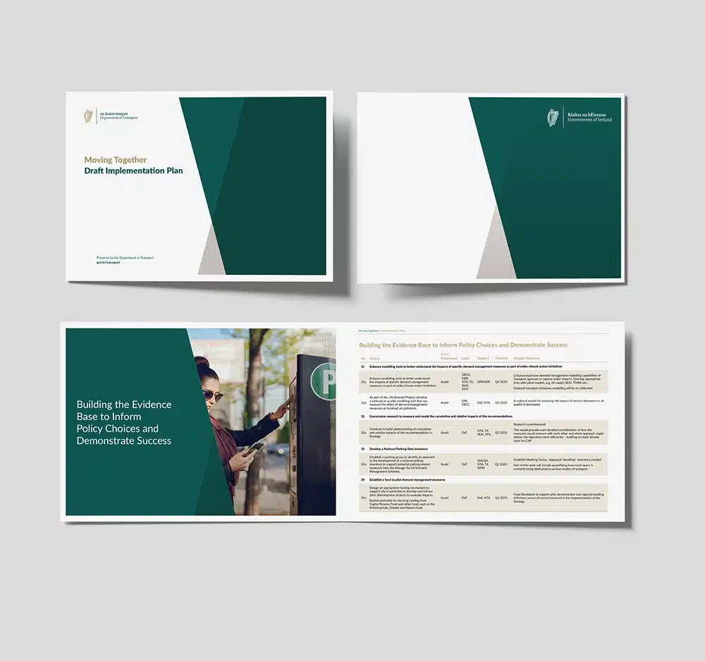 Designwest Depart Of transport Brochure design dublin Implementation Plan mockup 3 2024