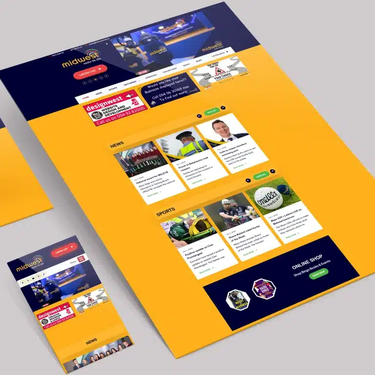 website design midwest radio designwest Mayo Irleand mock Up 2025 1