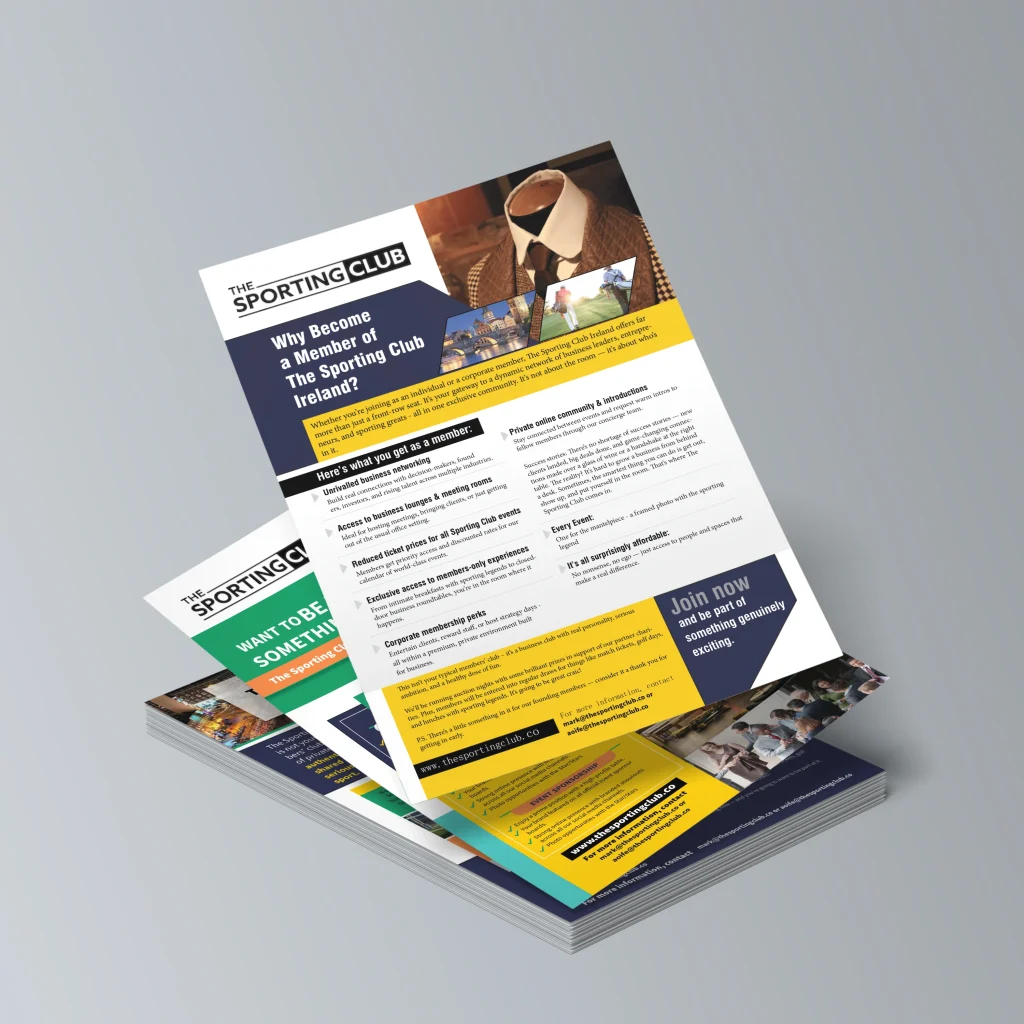 A4 flyer design The sporting club ireland June 25 Designwest 1